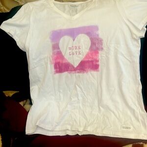 Women short sleeve , v neck white t-shirt.